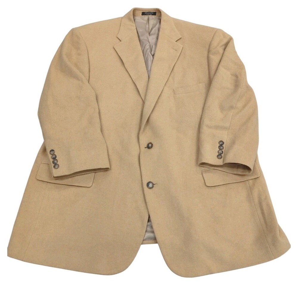 Vtg Botany 500 Blazer Mens 50R Tan Solid Camel Hair Sport Coat Jacket Academia